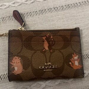 Coach Brown Card Holder with Animal Motif